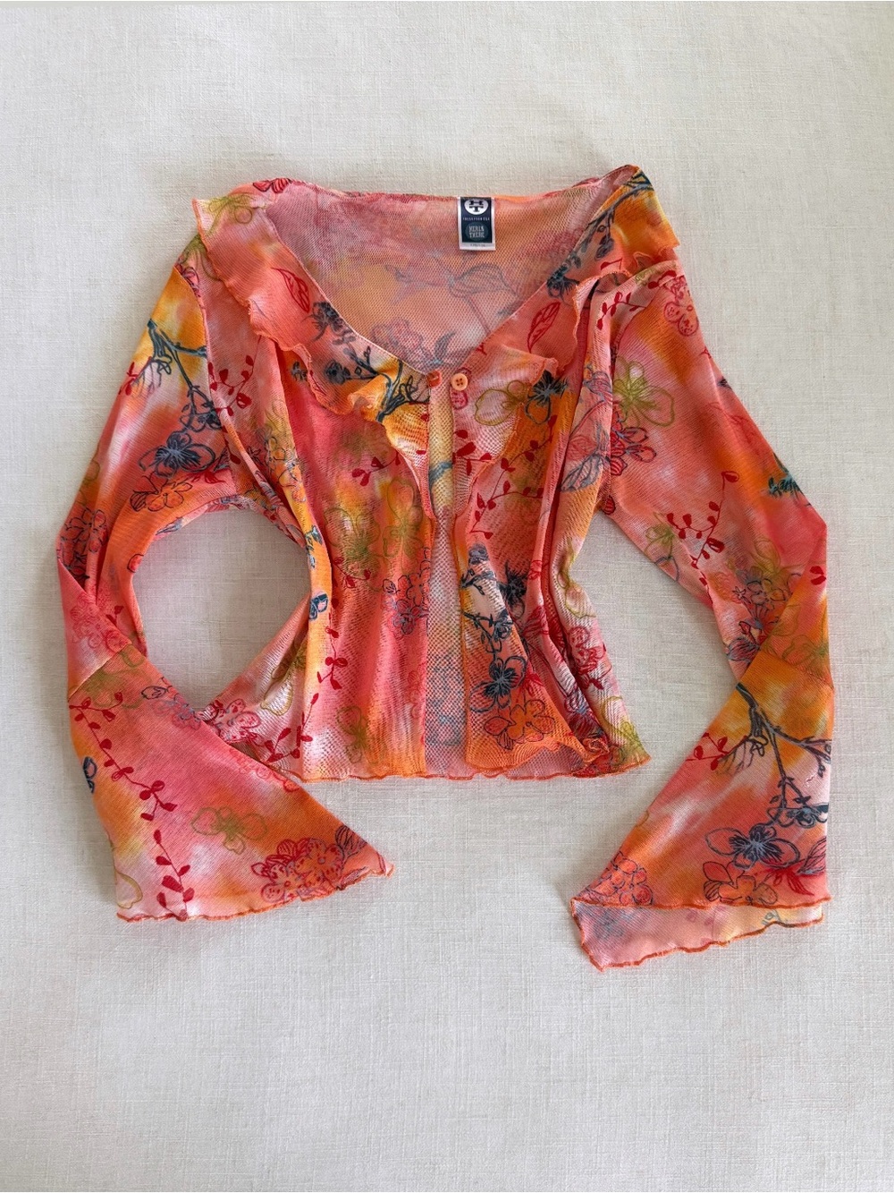 Vintage Y2K Sheer Floral Mesh Bolero Bell
Sleeve Fairy Grunge Shrug